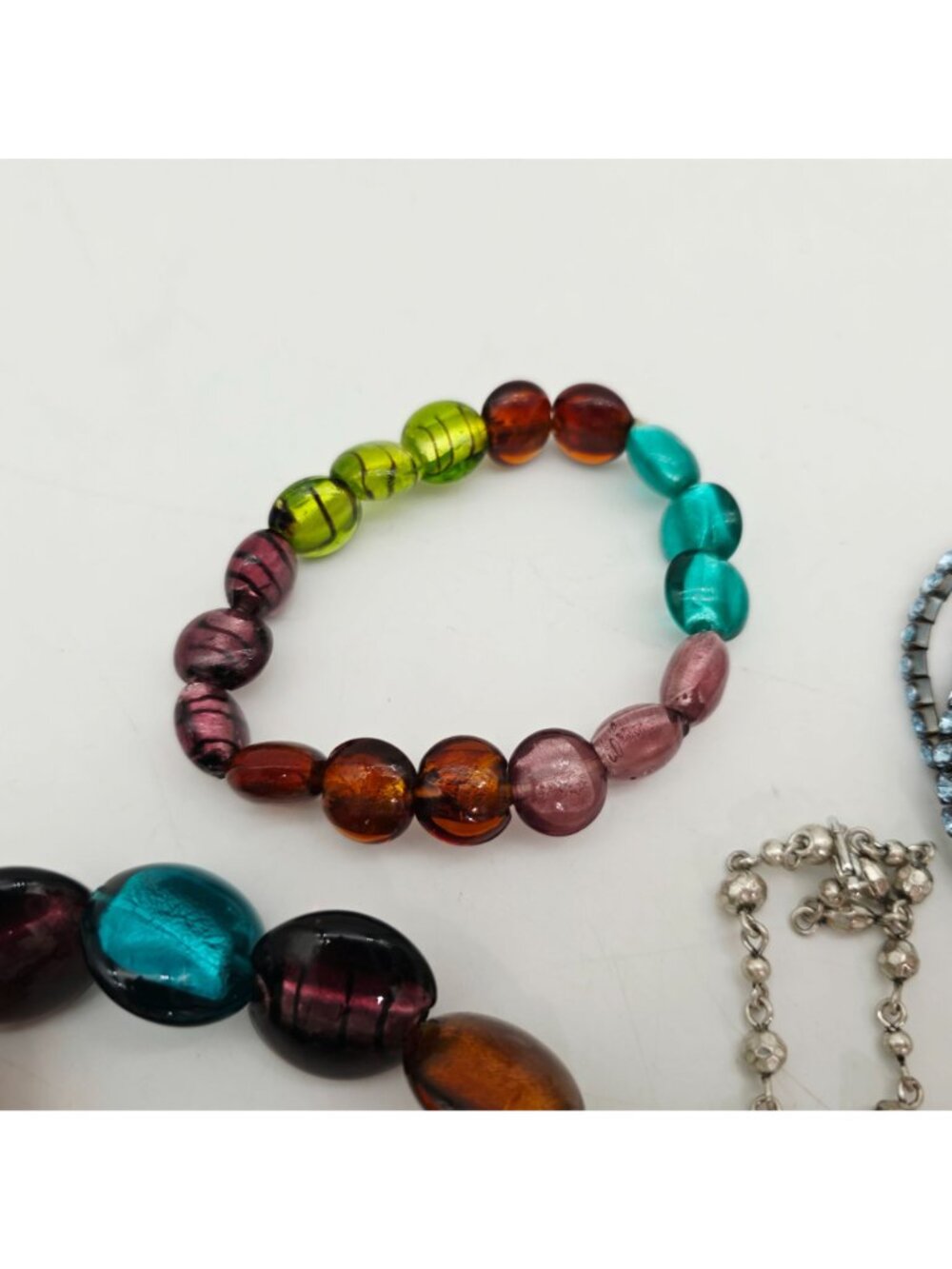 Mixed Lot Of Fashion Bracelets & Bangles Beaded Rhinestone Glass & Metal - Picture 3 of 9